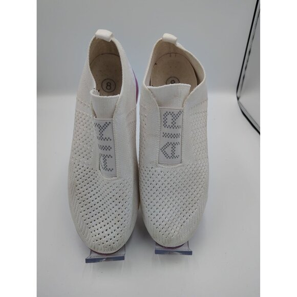 2 Pairs Neon Green & White Slip-On Mesh Sneakers With Transparent Soles Size 8 B - Picture 5 of 6